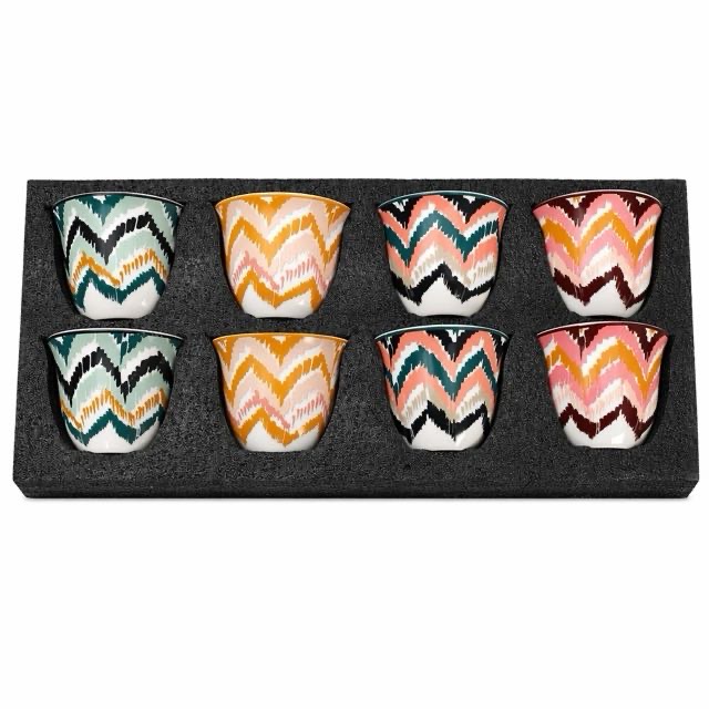 Boho Wave Ceramic Teacup 8Pcs گفٹ سیٹ برائے چائے ایسپریسو