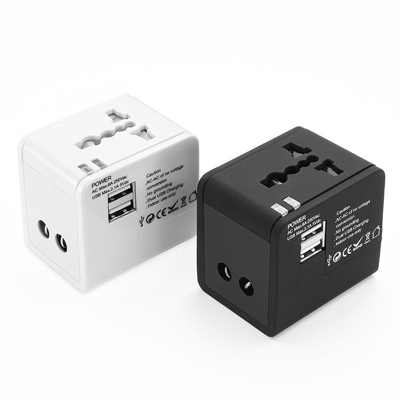 ڈوئل USB پورٹس کے ساتھ یونیورسل ٹریول اڈاپٹر
